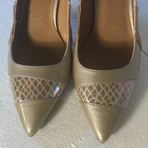 J.Renee'  SZ9  Laceyann Golds Sling Back Snakeskin Kitten Heels Essential Chic - Picture 5 of 9